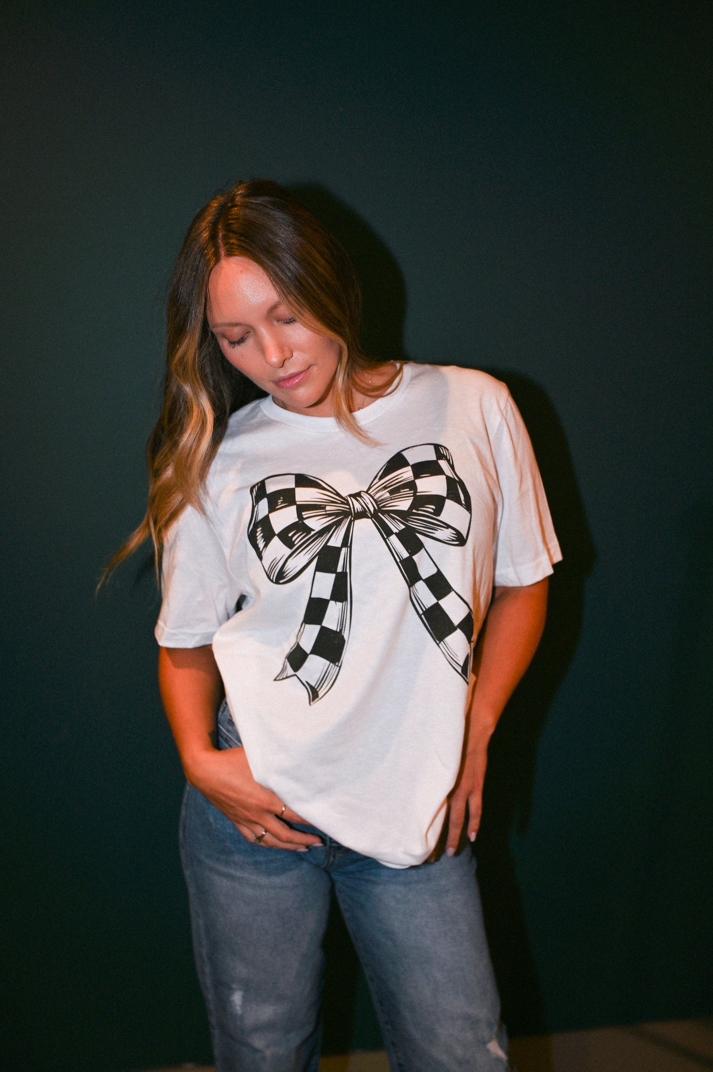 Checkered Bow Tee