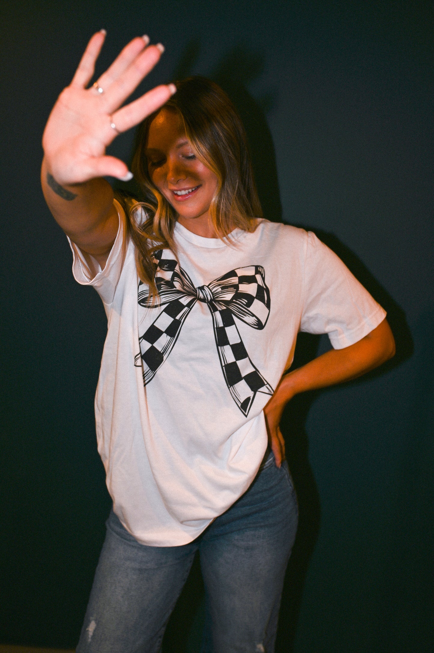 Checkered Bow Tee