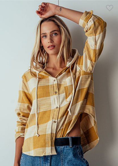 Harvest Checkered Top - Camel