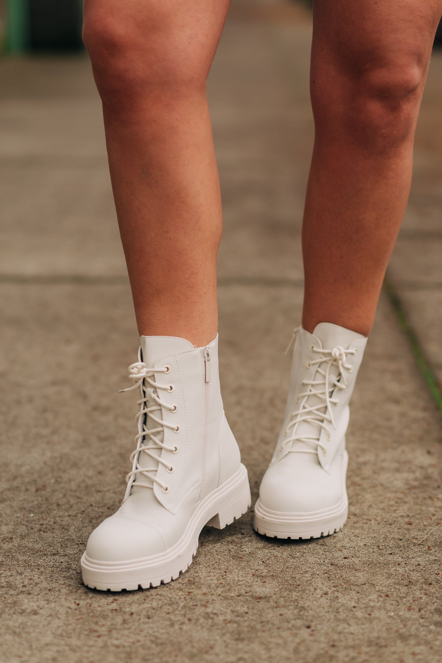 Marcie Combat Boots - Ivory